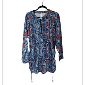 HALCURT Women's Multicolor Swim Top Rash Guards Ruched Pouch Sun Shirt size 3X